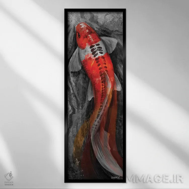 تابلو کوی جاری (ماهی ژاپنی) اثر استیو گود - نمای قابدار مشکی