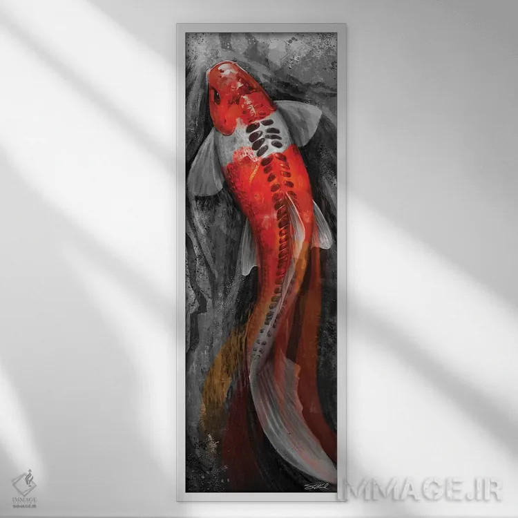 تابلو کوی جاری (ماهی ژاپنی) اثر استیو گود - نمای قابدار سفید