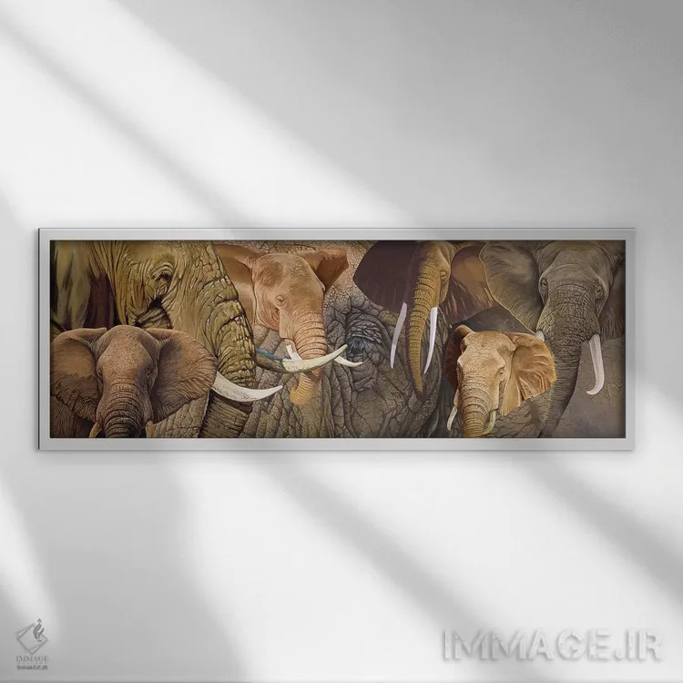 تابلو فیل بلند (نام خاص) اثر گرائیم استیونسون - نمای قابدار سفید