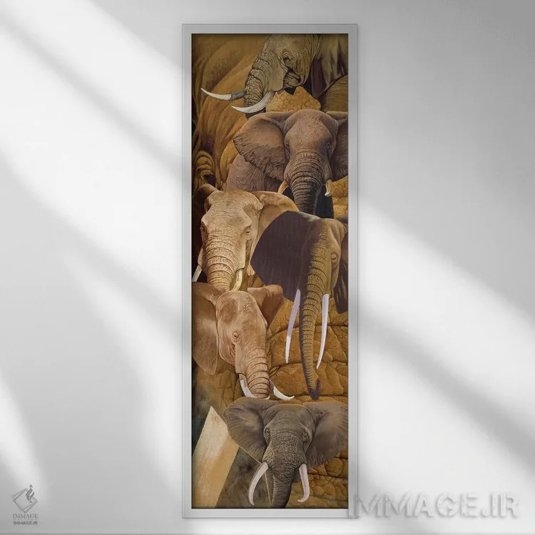 تابلو سرهای فیل اثر گرائیم استیونسون - نمای قابدار سفید