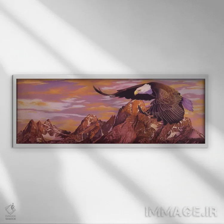 تابلو شکوه تتون (کوهستان آمریکا) اثر گرائیم استیونسون - نمای قابدار سفید