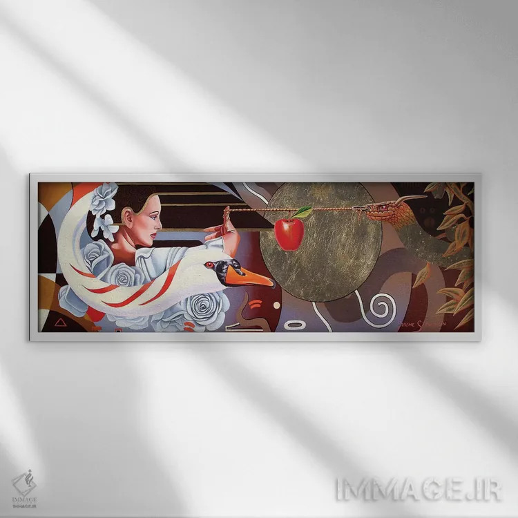 تابلو وسوسه حوا اثر گرائیم استیونسون - نمای قابدار سفید