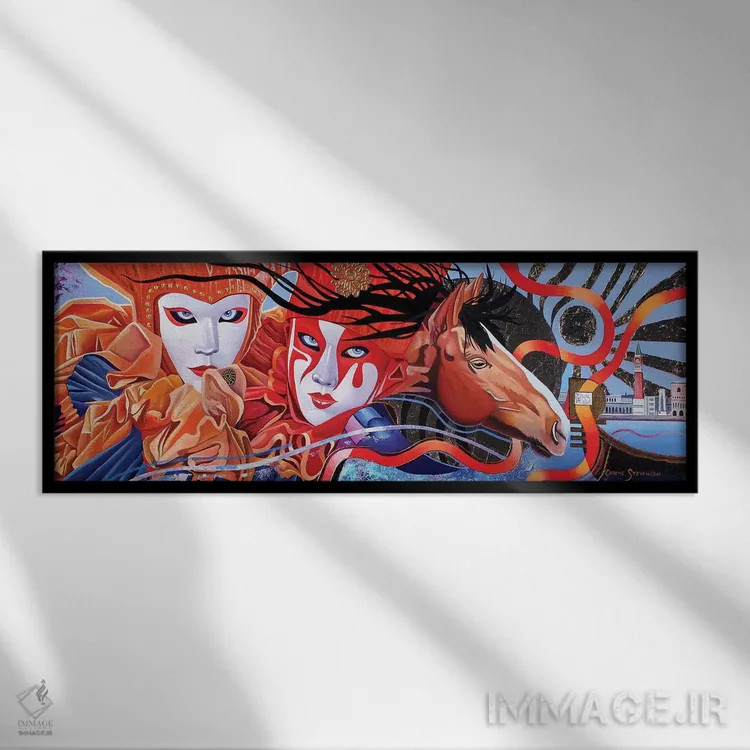 تابلو بالماسکهٔ ونیزی اثر گرائیم استیونسون - نمای قابدار مشکی