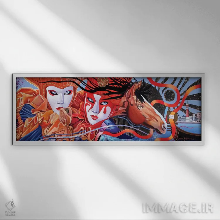 تابلو بالماسکهٔ ونیزی اثر گرائیم استیونسون - نمای قابدار سفید