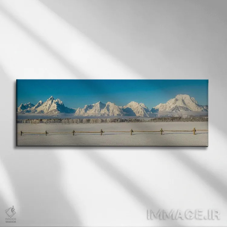 تابلو Wyoming. Grand Teton National Park, winter landscape II,آمریکا، وایومینگ، پارک ملی گرند تتون، منظره زمستانی ۲ اثر جورج تئودور - نمای روبهرو روی دیوار