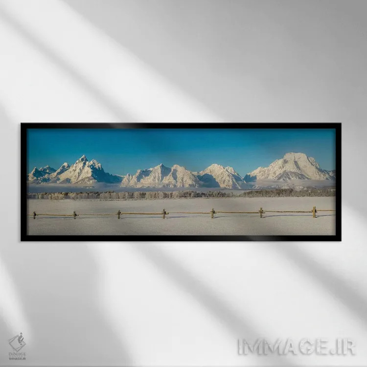 تابلو Wyoming. Grand Teton National Park, winter landscape II,آمریکا، وایومینگ، پارک ملی گرند تتون، منظره زمستانی ۲ اثر جورج تئودور - نمای قابدار مشکی