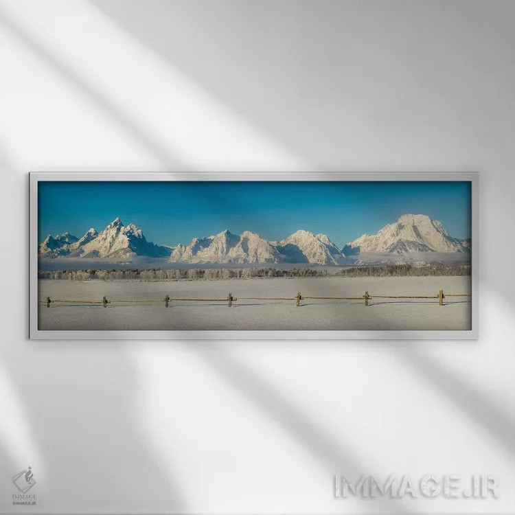 تابلو Wyoming. Grand Teton National Park, winter landscape II,آمریکا، وایومینگ، پارک ملی گرند تتون، منظره زمستانی ۲ اثر جورج تئودور - نمای قابدار سفید