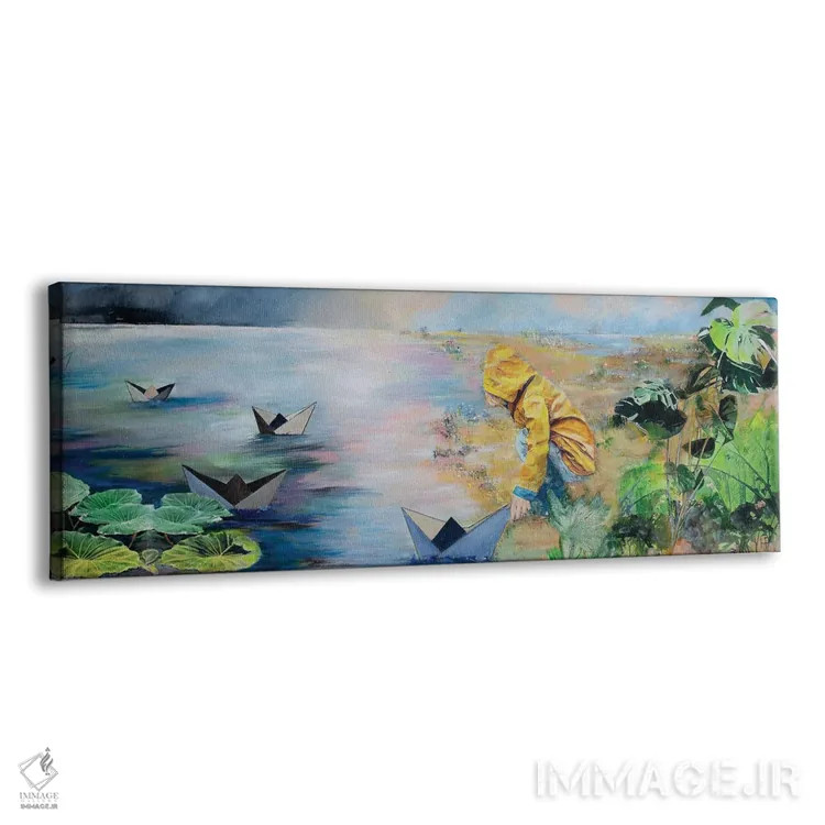 تابلو بازی با قایقهای کاغذی اثر هانک پرهبوم - نمای پرسپکتیو محصول