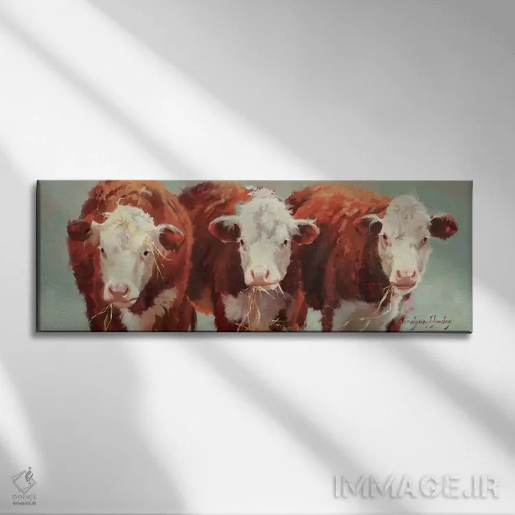 تابلو سهتا همشکل اثر کارولین هاولی - نمای روبهرو روی دیوار