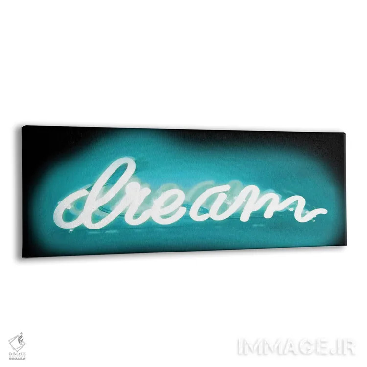 تابلو نئون رؤیا آکوا روی مشکی اثر هیلی کار - نمای پرسپکتیو محصول