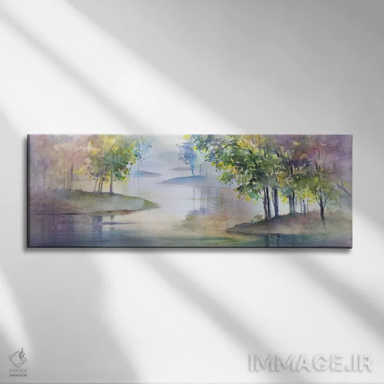 تابلو دریاچه پرپیچ و خم II اثر ترزا هایدل - نمای روبهرو روی دیوار