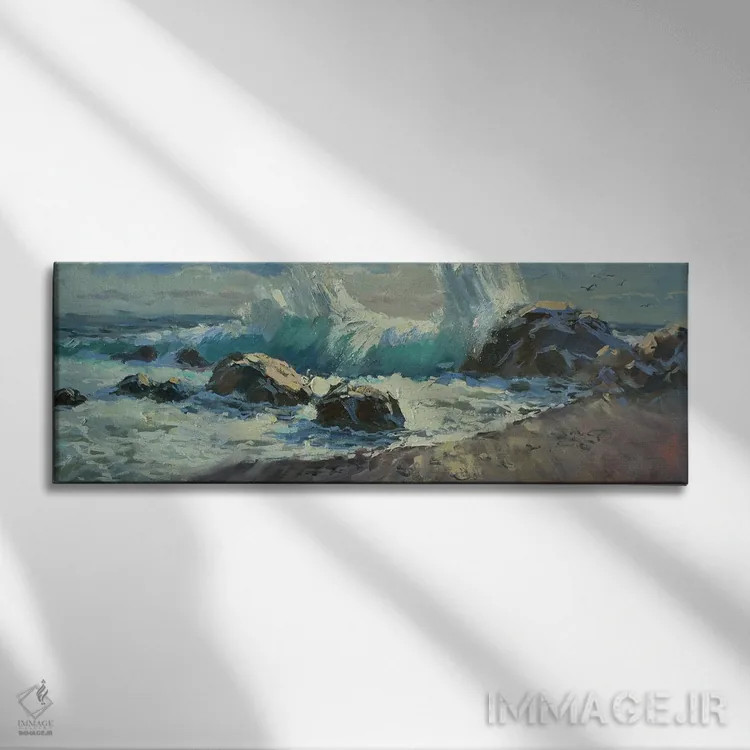 تابلو شکسته شدن امواج اثر کنتس آرت (هنرمند یا استودیو) - نمای روبهرو روی دیوار