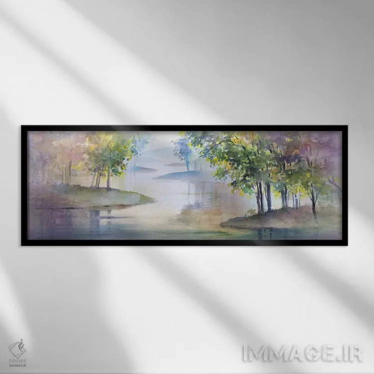 تابلو دریاچه پرپیچ و خم II اثر ترزا هایدل - نمای قابدار مشکی