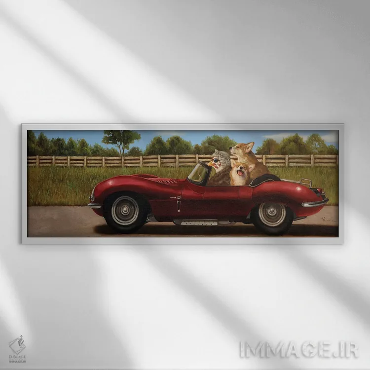 تابلو رانندگی در حومه اثر لوسیا هفرنان - نمای قابدار سفید