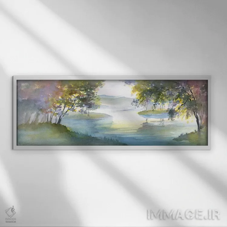 تابلو دریاچه پرپیچ و خم I اثر ترزا هایدل - نمای قابدار سفید