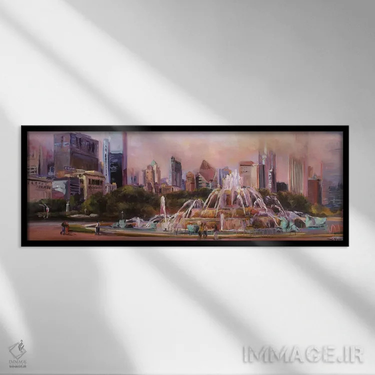 تابلو فواره باکینگهام (شیکاگو) اثر مریلین هاگمن - نمای قابدار مشکی