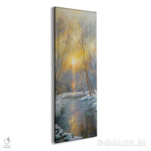 تابلو اثر نور غروب زمستانی بر برف اثر هانا کروین - نمای پرسپکتیو محصول