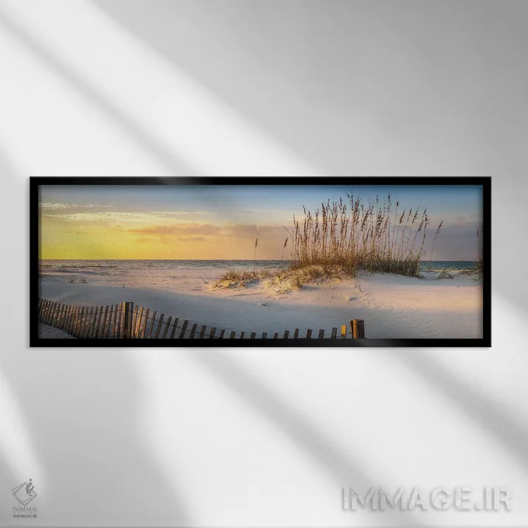 تابلو طلوع آفتاب در ساحل پنساکولا اثر اچ. جی. هررا - نمای قابدار مشکی