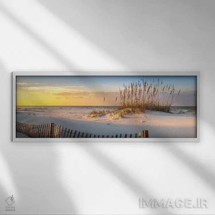 تابلو طلوع آفتاب در ساحل پنساکولا اثر اچ. جی. هررا - نمای قابدار سفید
