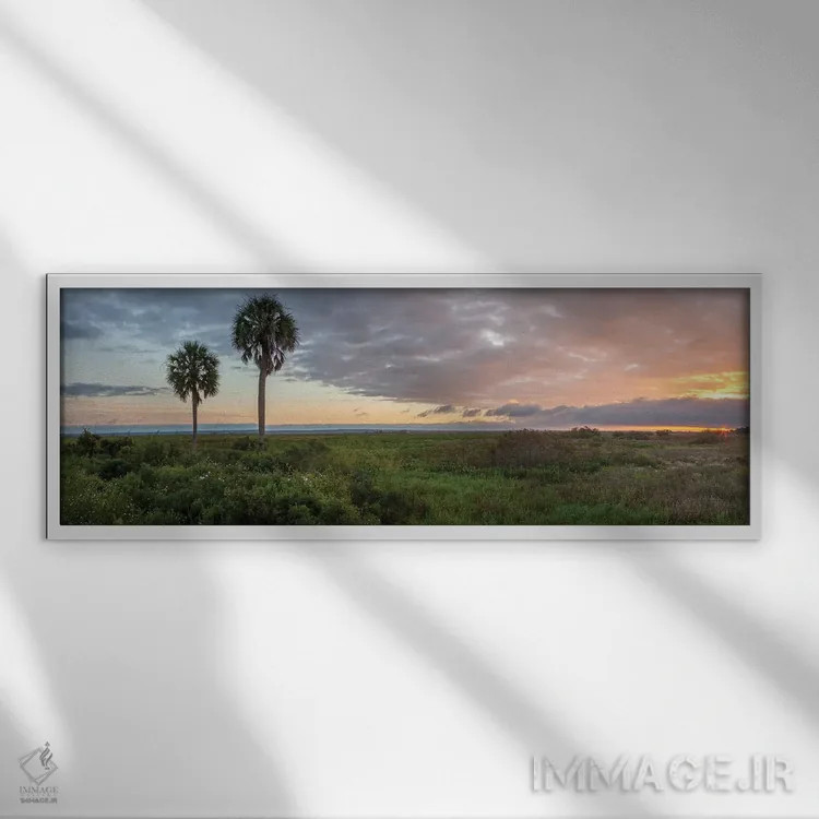 تابلو طلوع دشت اثر اچ. جی. هررا - نمای قابدار سفید