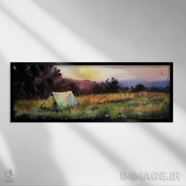 تابلو اردوگاه اثر هوملایکآرت (برند هنری) - نمای قابدار مشکی
