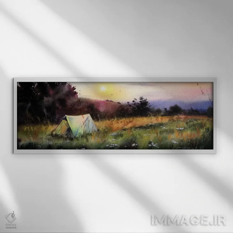 تابلو اردوگاه اثر هوملایکآرت (برند هنری) - نمای قابدار سفید