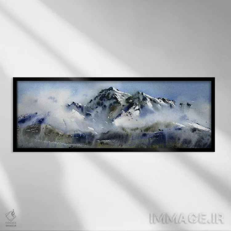 تابلو قلههای کوهستان در ابرها اثر هوملایکآرت (برند هنری) - نمای قابدار مشکی