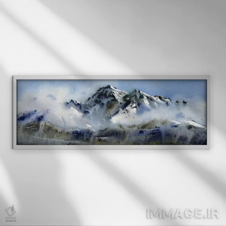 تابلو قلههای کوهستان در ابرها اثر هوملایکآرت (برند هنری) - نمای قابدار سفید
