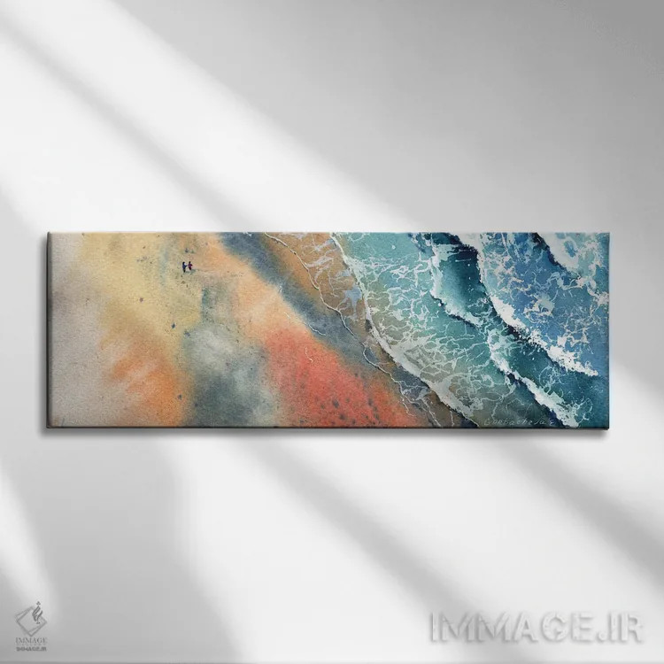 تابلو ساحل از ارتفاع پرواز I اثر هوملایکآرت (برند هنری) - نمای روبهرو روی دیوار