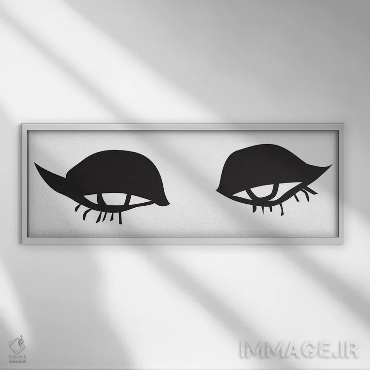 تابلو چشمها و لبها اثر هانیمون هتل (برند هنری) - نمای قابدار سفید