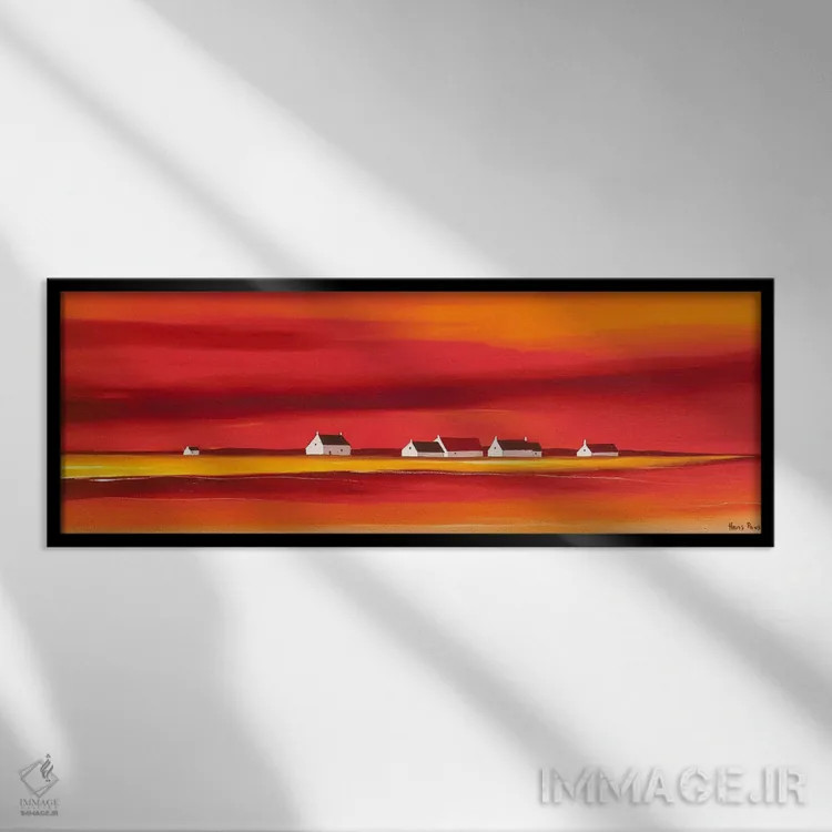 تابلو غروب خورشید ۲ اثر هانس پاوس - نمای قابدار مشکی