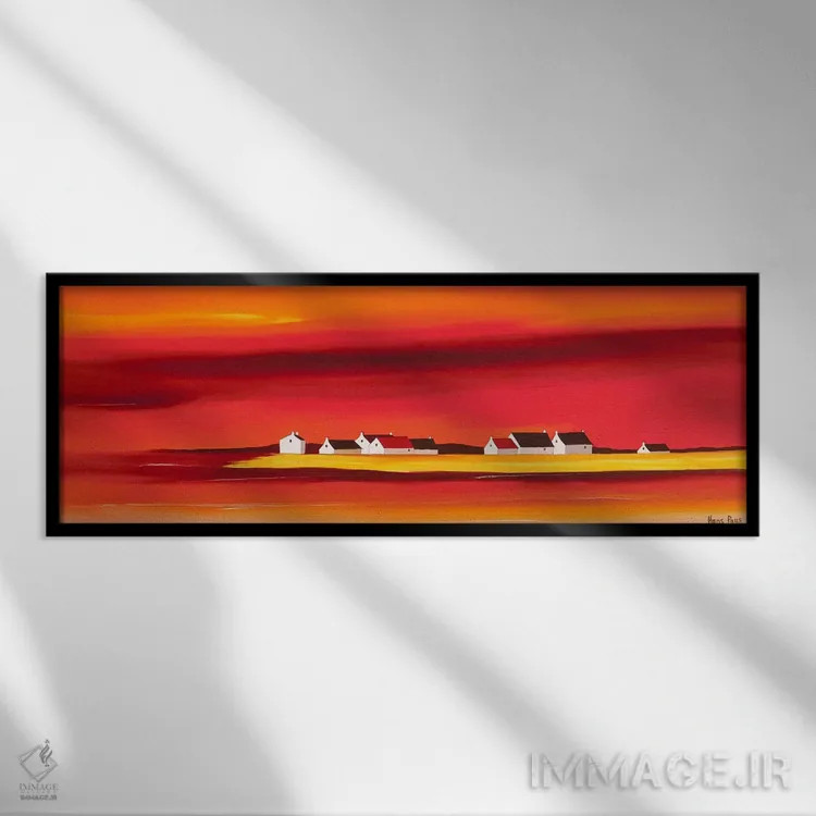 تابلو غروب خورشید ۱ اثر هانس پاوس - نمای قابدار مشکی