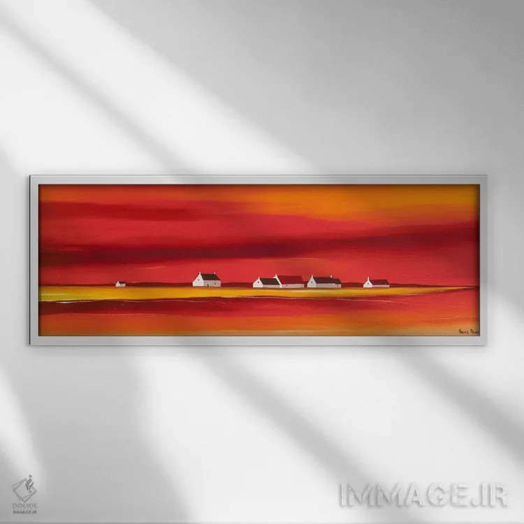 تابلو غروب خورشید ۲ اثر هانس پاوس - نمای قابدار سفید