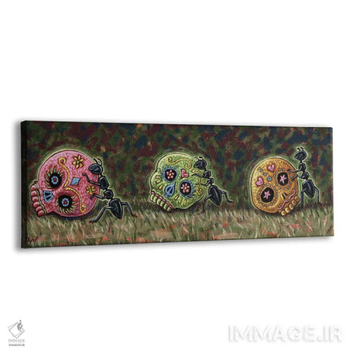 تابلو مورچهها و جمجمههای قندی اثر هالی وود - نمای پرسپکتیو محصول