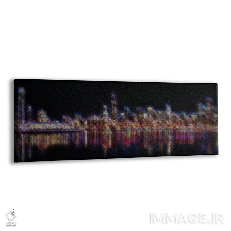 تابلو منظره دوخته شده شیکاگو در شب اثر فایو بای فایو کالکتیو - نمای پرسپکتیو محصول