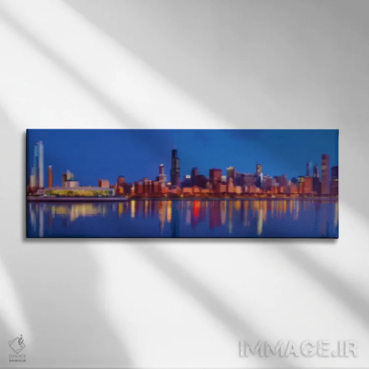 تابلو منظره دوخته شده شیکاگو اثر فایو بای فایو کالکتیو - نمای روبهرو روی دیوار