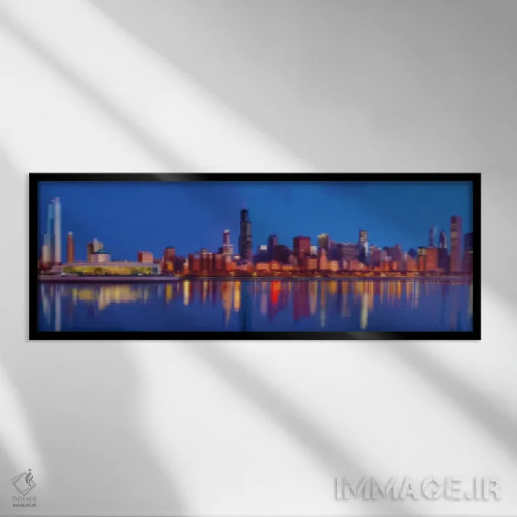 تابلو منظره دوخته شده شیکاگو اثر فایو بای فایو کالکتیو - نمای قابدار مشکی
