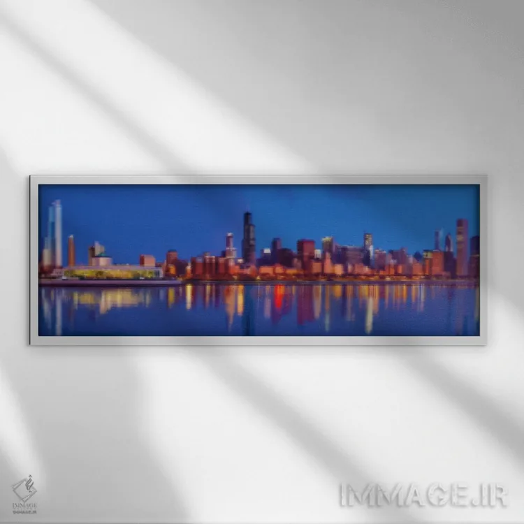 تابلو منظره دوخته شده شیکاگو اثر فایو بای فایو کالکتیو - نمای قابدار سفید