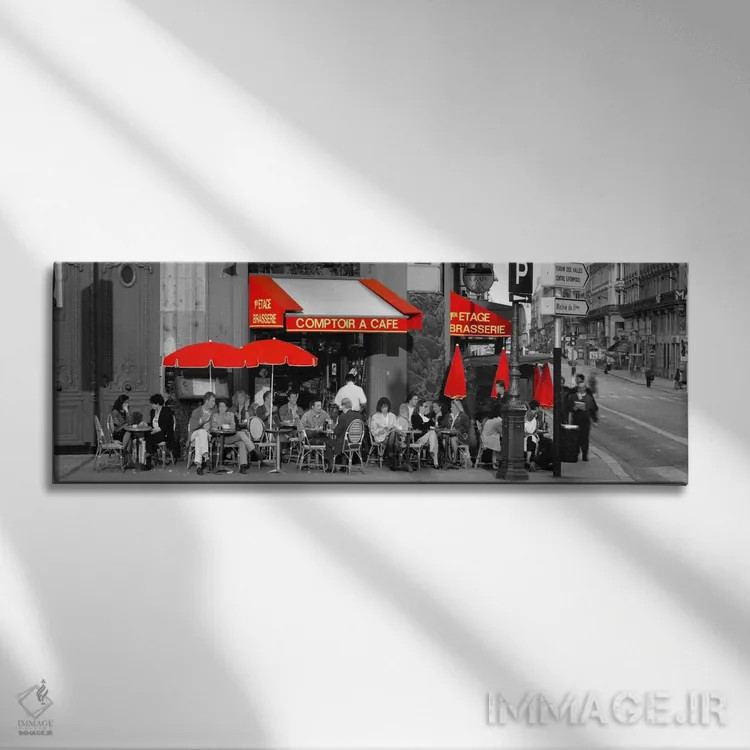 تابلو Paris, France Color Pop,کافهای در پاریس، فرانسه با رنگ تقویتی اثر پانورامیک ایمجز (استودیو عکاسی عریض) - نمای روبهرو روی دیوار