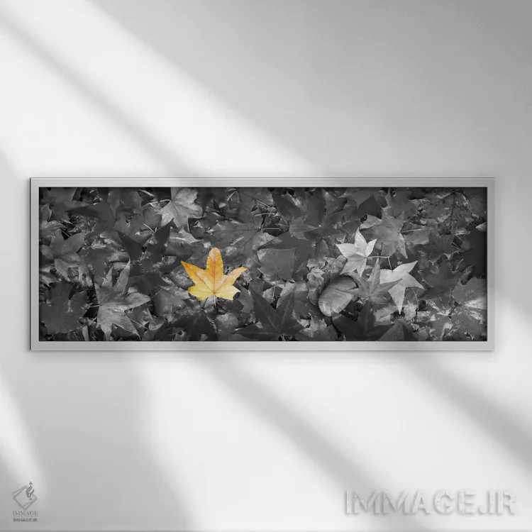 تابلو برگهای افرا با رنگ تقویتی اثر پانورامیک ایمجز (استودیو عکاسی عریض) - نمای قابدار سفید