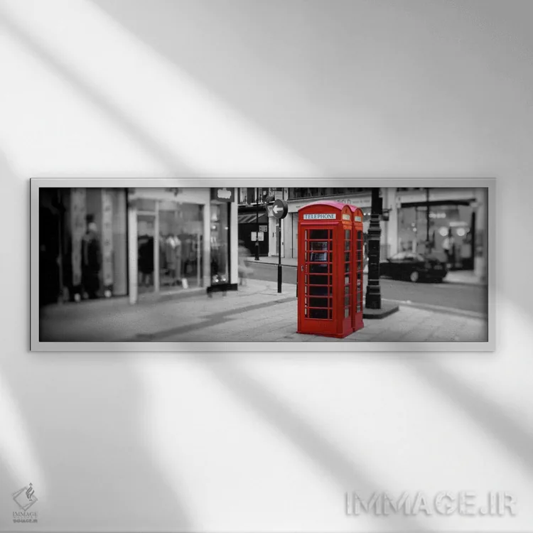 تابلو London, England, United Kingdom Color Pop,کابین تلفن لندن انگلستان با رنگ تقویتی اثر پانورامیک ایمجز (استودیو عکاسی عریض) - نمای قابدار سفید