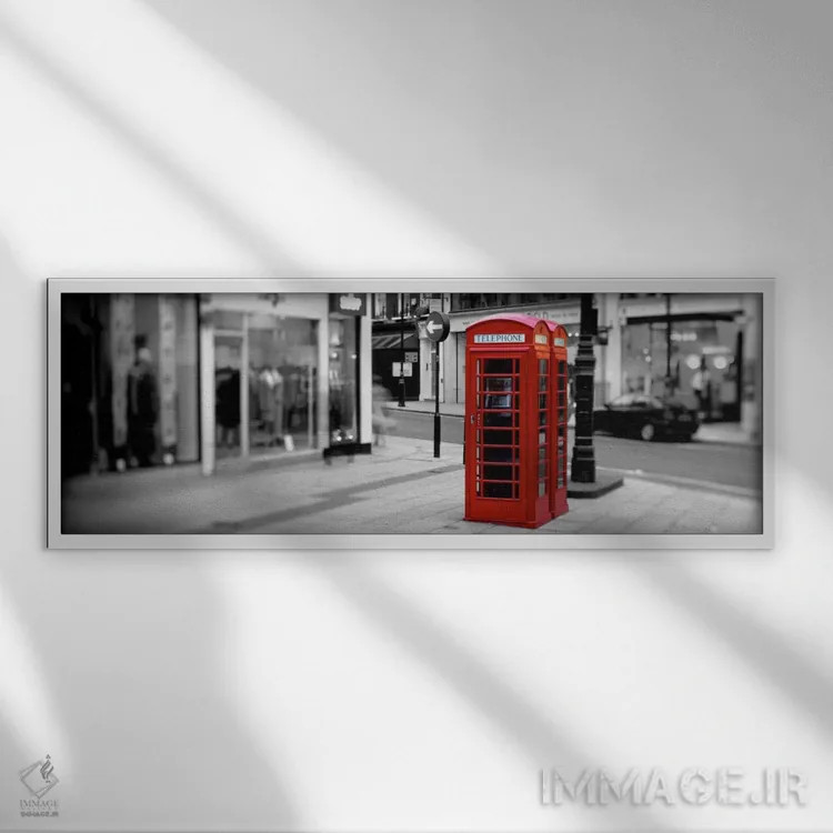تابلو London, England, United Kingdom Color Pop,کابین تلفن لندن انگلستان با رنگ تقویتی اثر پانورامیک ایمجز (استودیو عکاسی عریض) - نمای قابدار سفید