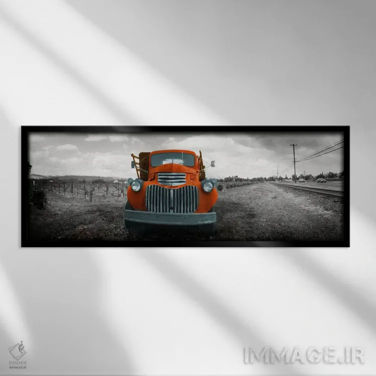 تابلو Napa Valley, California, USA Color Pop,کامیون قدیمی در مزرعهای در دره ناپا کالیفرنیا آمریکا با رنگ تقویتی اثر پانورامیک ایمجز (استودیو عکاسی عریض) - نمای قابدار مشکی