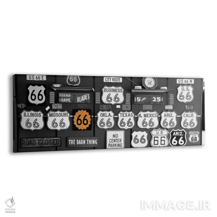 تابلو مجموعه تابلوهای جاده ۶۶ با رنگ تقویتی اثر پانورامیک ایمجز (استودیو عکاسی عریض) - نمای پرسپکتیو محصول