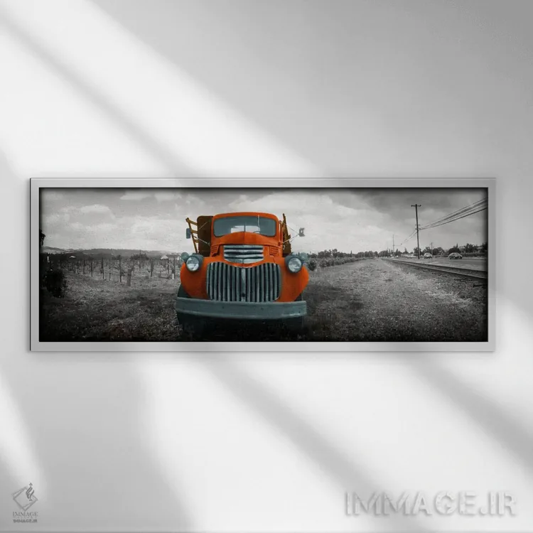 تابلو Napa Valley, California, USA Color Pop,کامیون قدیمی در مزرعهای در دره ناپا کالیفرنیا آمریکا با رنگ تقویتی اثر پانورامیک ایمجز (استودیو عکاسی عریض) - نمای قابدار سفید