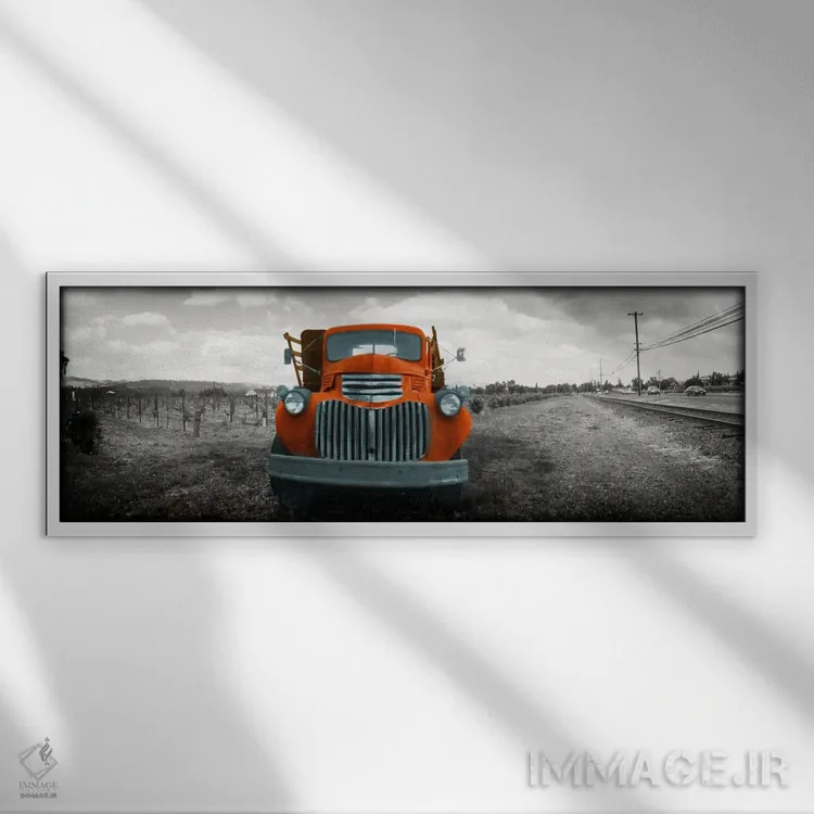 تابلو Napa Valley, California, USA Color Pop,کامیون قدیمی در مزرعهای در دره ناپا کالیفرنیا آمریکا با رنگ تقویتی اثر پانورامیک ایمجز (استودیو عکاسی عریض) - نمای قابدار سفید