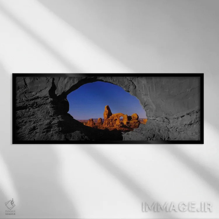 تابلو Arches National Park Color Pop,طاق طبیعی در پارک ملی آرچز با رنگ تقویتی اثر پانورامیک ایمجز (استودیو عکاسی عریض) - نمای قابدار مشکی