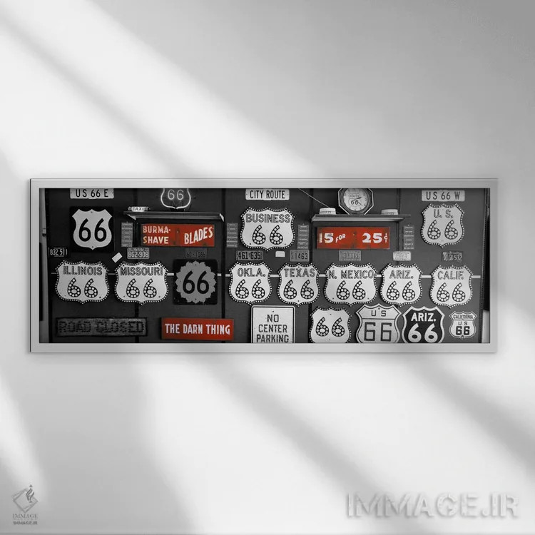 تابلو مجموعه تابلوهای جاده ۶۶ با رنگ تقویتی ۲ اثر پانورامیک ایمجز (استودیو عکاسی عریض) - نمای قابدار سفید