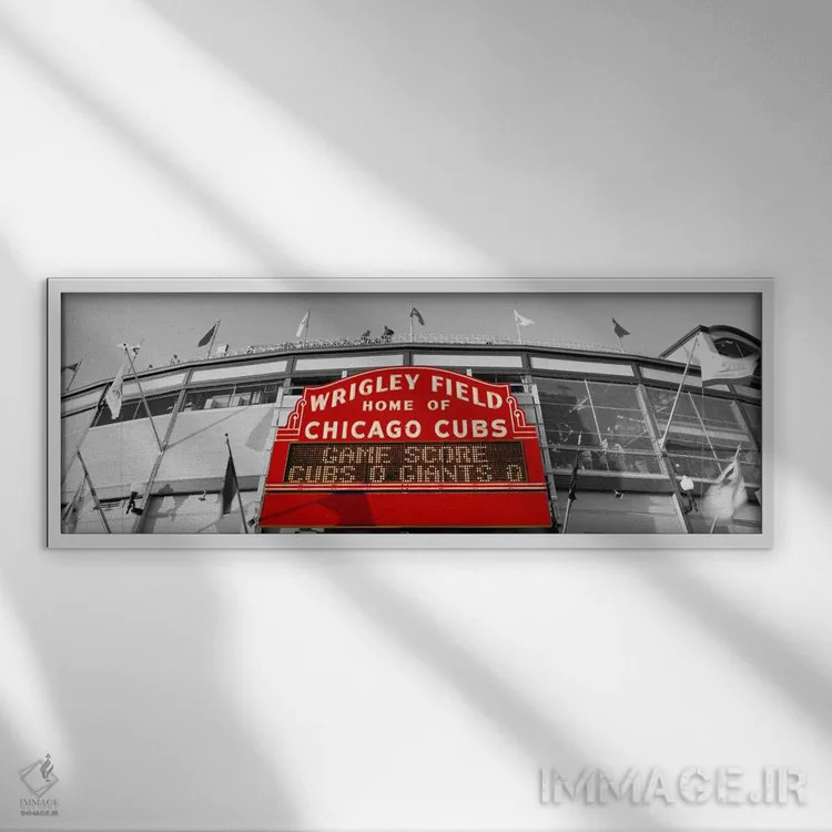 تابلو Chicago, Cubs, baseball Color Pop,تیم بیسبال کابز شیکاگو ایلینوی آمریکا با رنگ تقویتی اثر پانورامیک ایمجز (استودیو عکاسی عریض) - نمای قابدار سفید