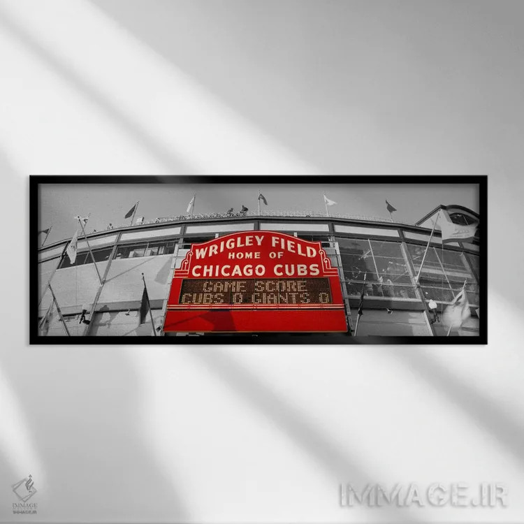 تابلو Chicago, Cubs, baseball Color Pop,تیم بیسبال کابز شیکاگو ایلینوی آمریکا با رنگ تقویتی اثر پانورامیک ایمجز (استودیو عکاسی عریض) - نمای قابدار مشکی